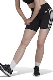adidas Black Training Essentials 3 Stripes High Waisted Short Leggings - Image 1 of 8
