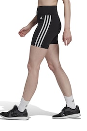 adidas Black Training Essentials 3 Stripes High Waisted Short Leggings - Image 3 of 8