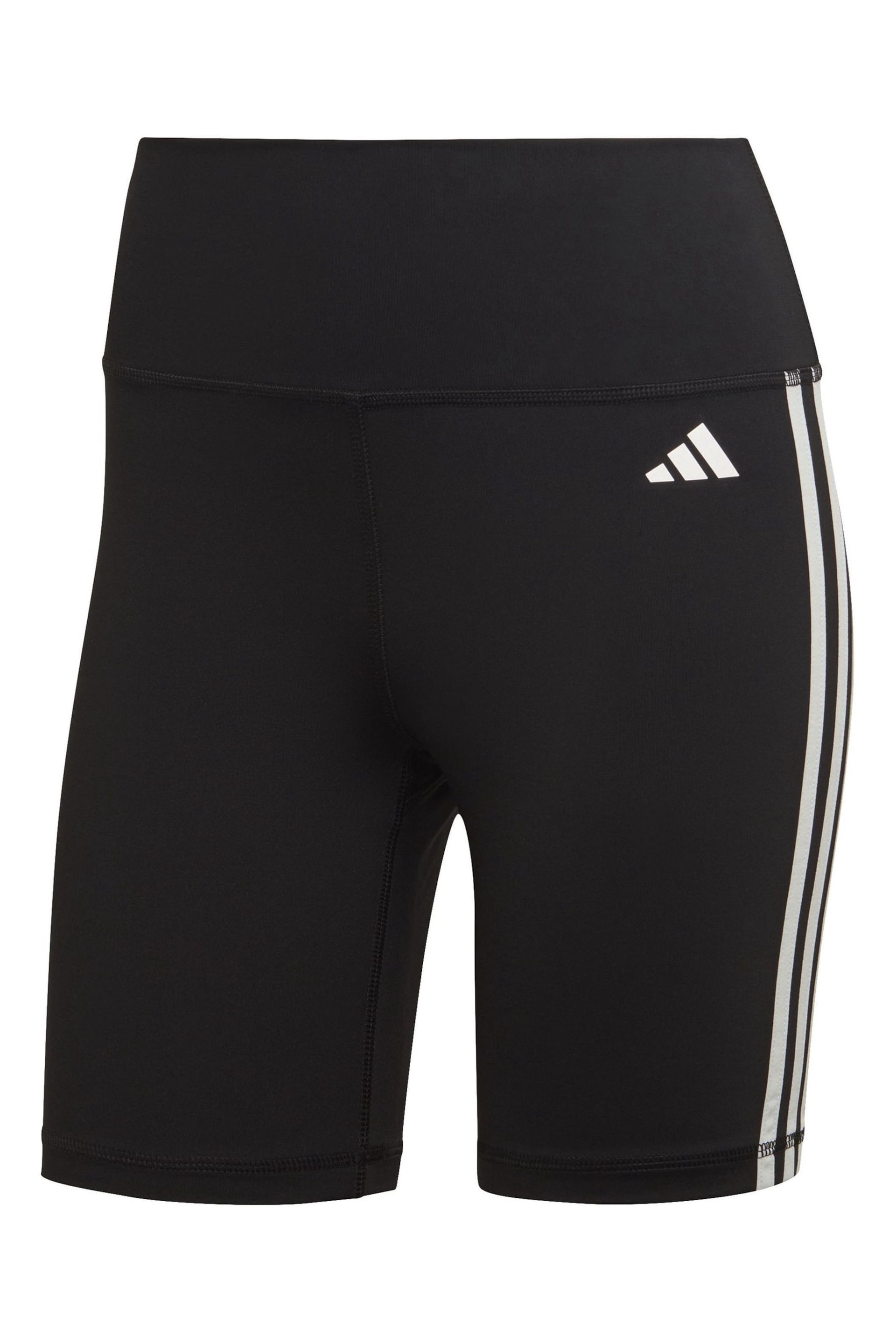 adidas Black Training Essentials 3 Stripes High Waisted Short Leggings - Image 5 of 8