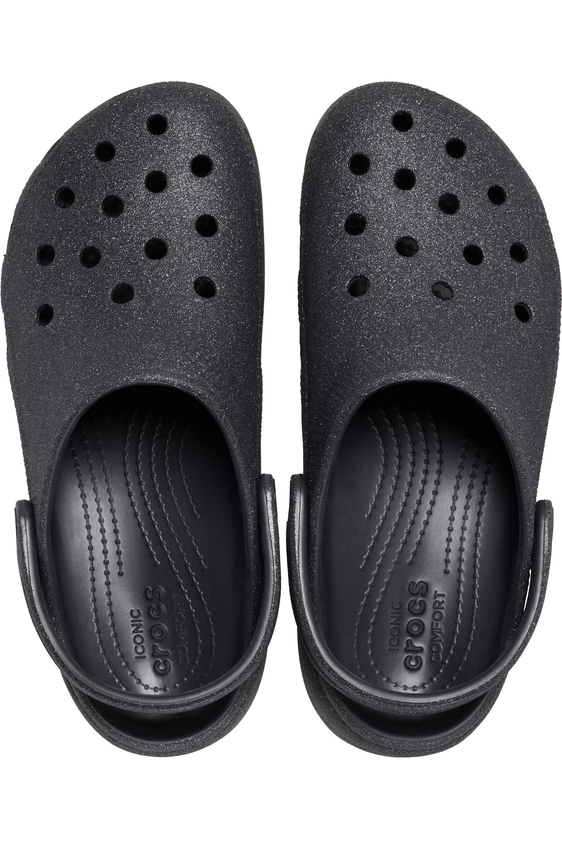 Crocs Black Classic Platform Glitter Clogs