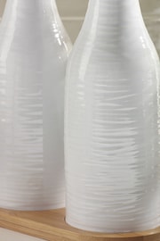Set of 2 White Malvern Embossed Oil Set of 2 Oil Bottles Bottles with Tray - Image 2 of 4