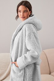 Grey Short Teddy Borg Fleece Dressing Gown - Image 4 of 8