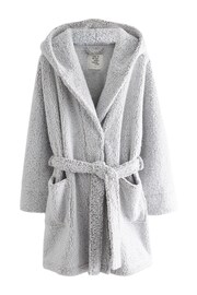 Grey Short Teddy Borg Fleece Dressing Gown - Image 7 of 8