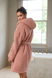 Pink Short Teddy Borg Fleece Dressing Gown - Image 5 of 9