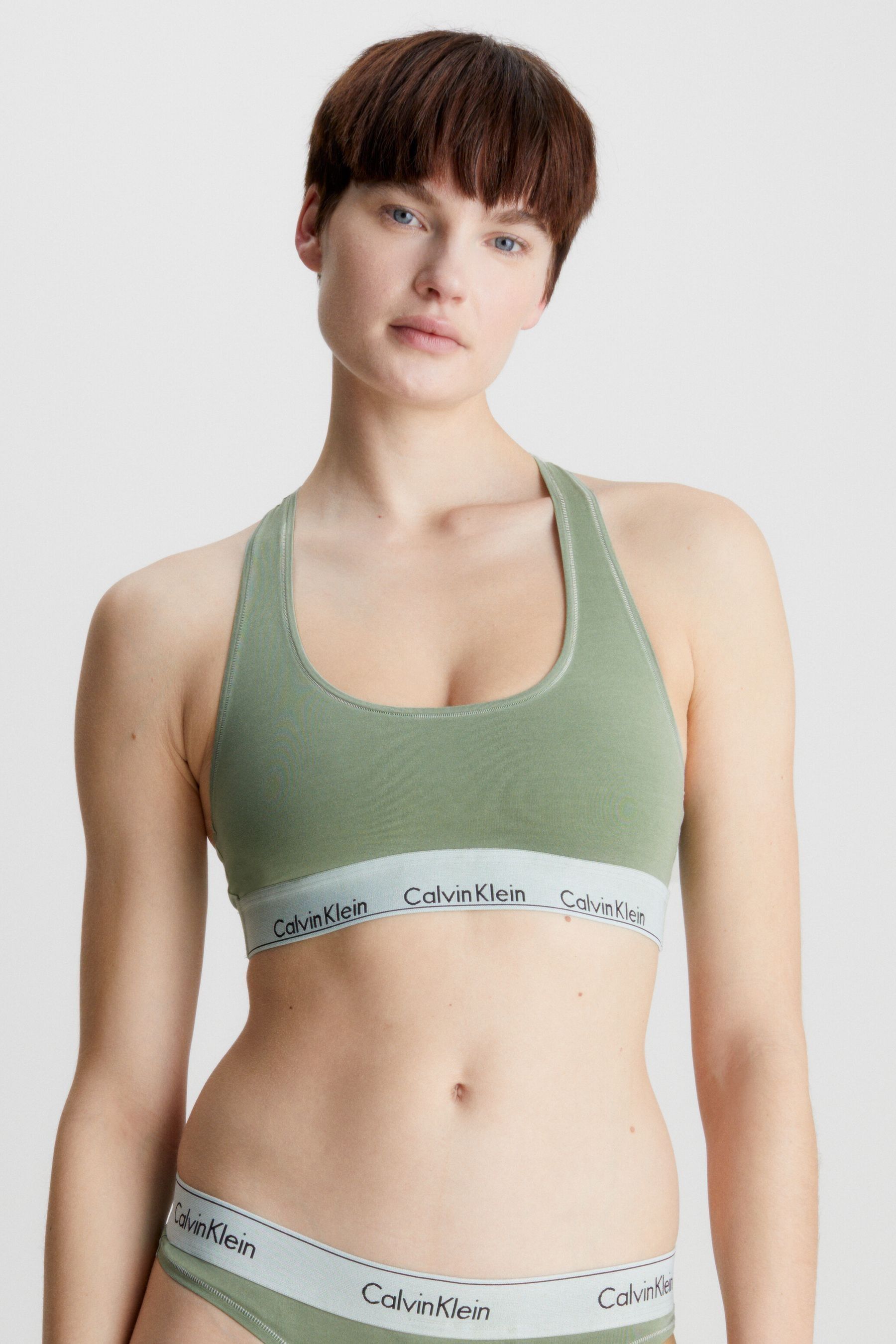 Calvin klein zip bralette logo bikini top cheap