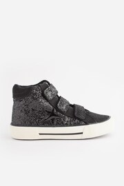 Black Standard Fit (F) Glitter Touch Fastening High Top Trainers - Image 2 of 5