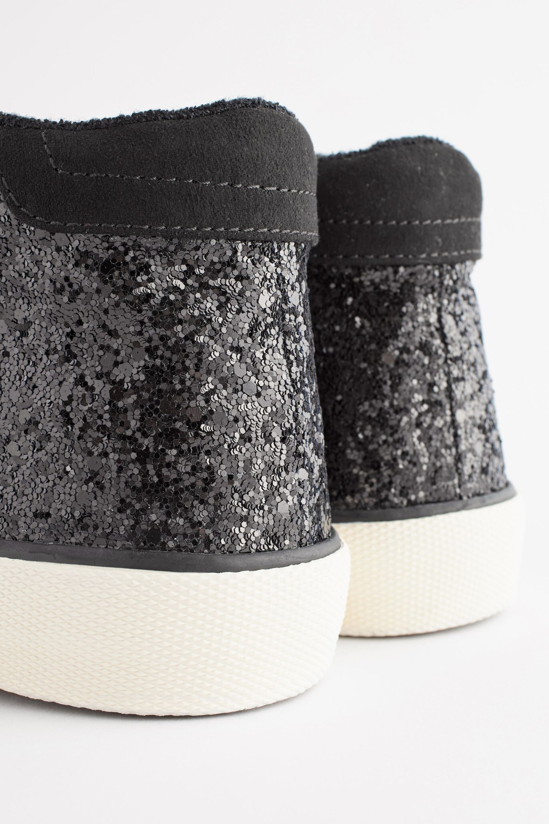 Black Standard Fit (F) Glitter Touch Fastening High Top Trainers - Image 5 of 5