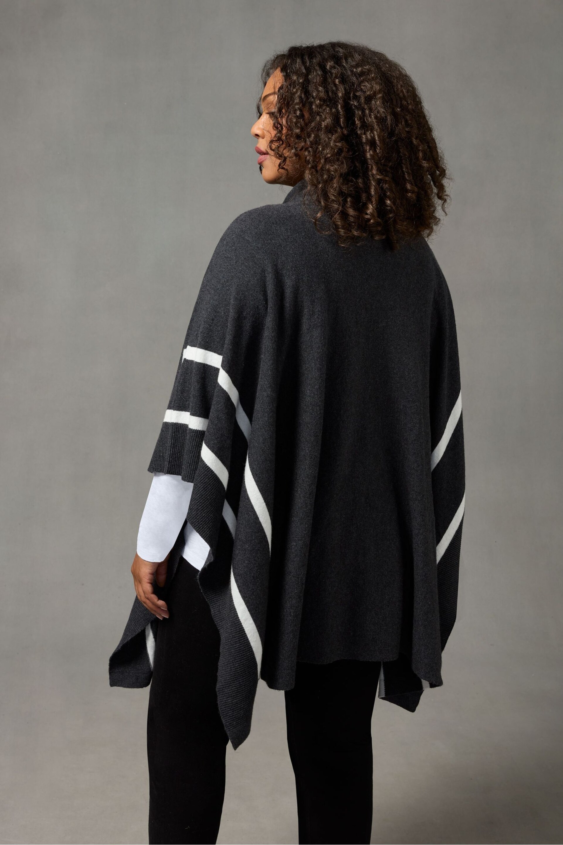 Live Unlimited Grey Roll Neck Poncho - Image 3 of 7