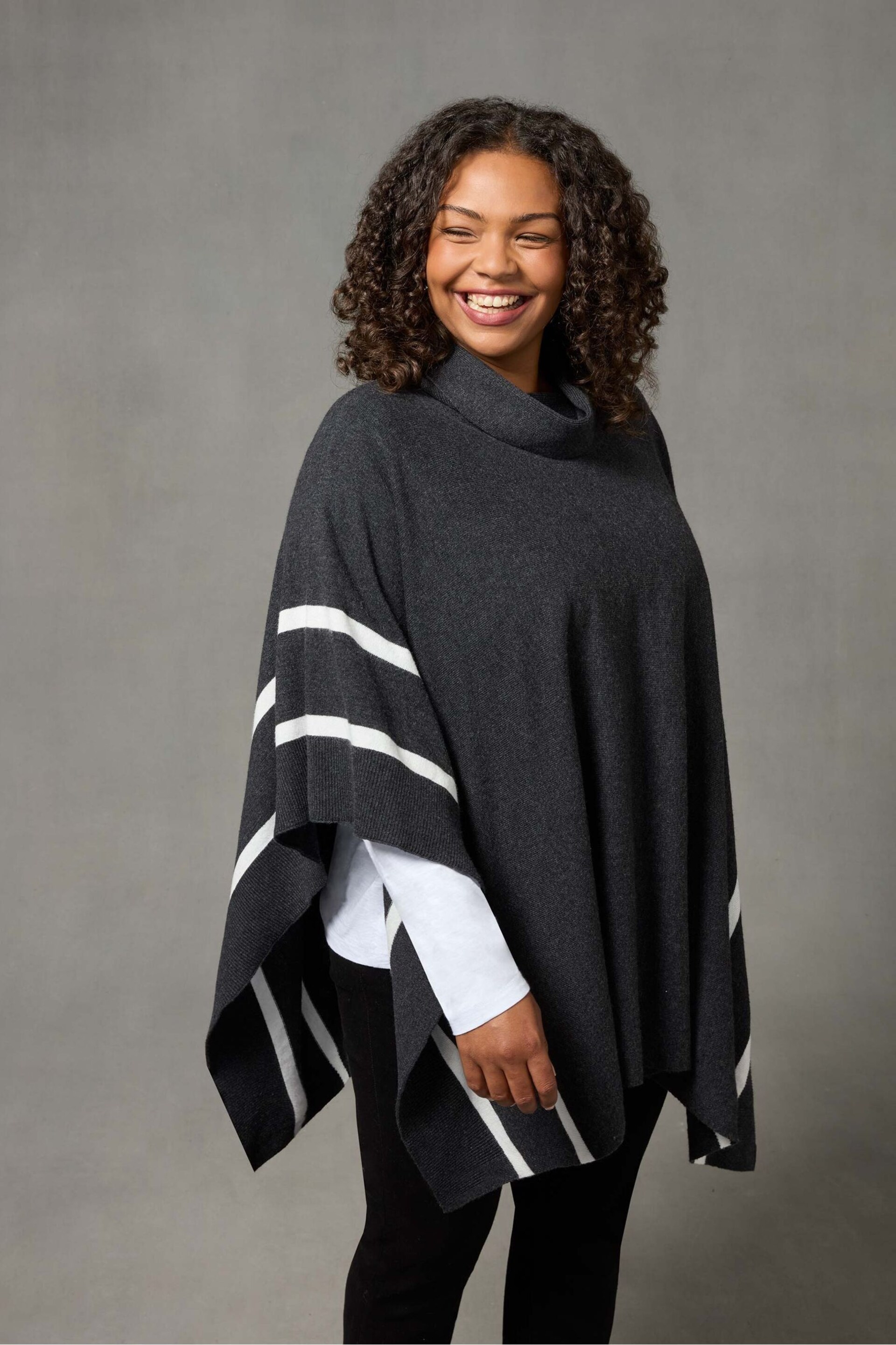 Live Unlimited Grey Roll Neck Poncho - Image 4 of 7