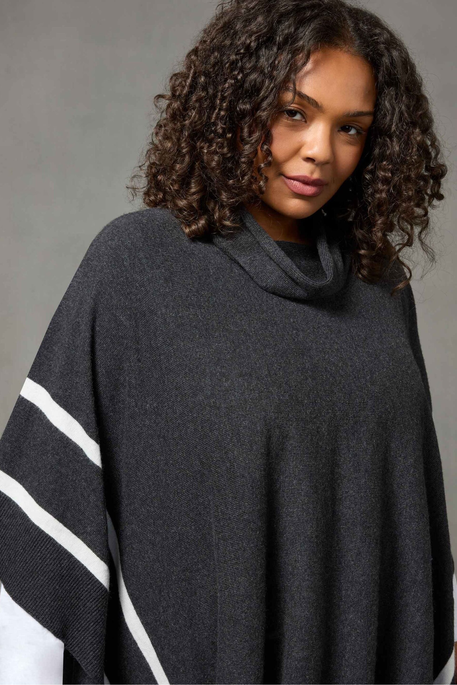 Live Unlimited Grey Roll Neck Poncho - Image 5 of 7