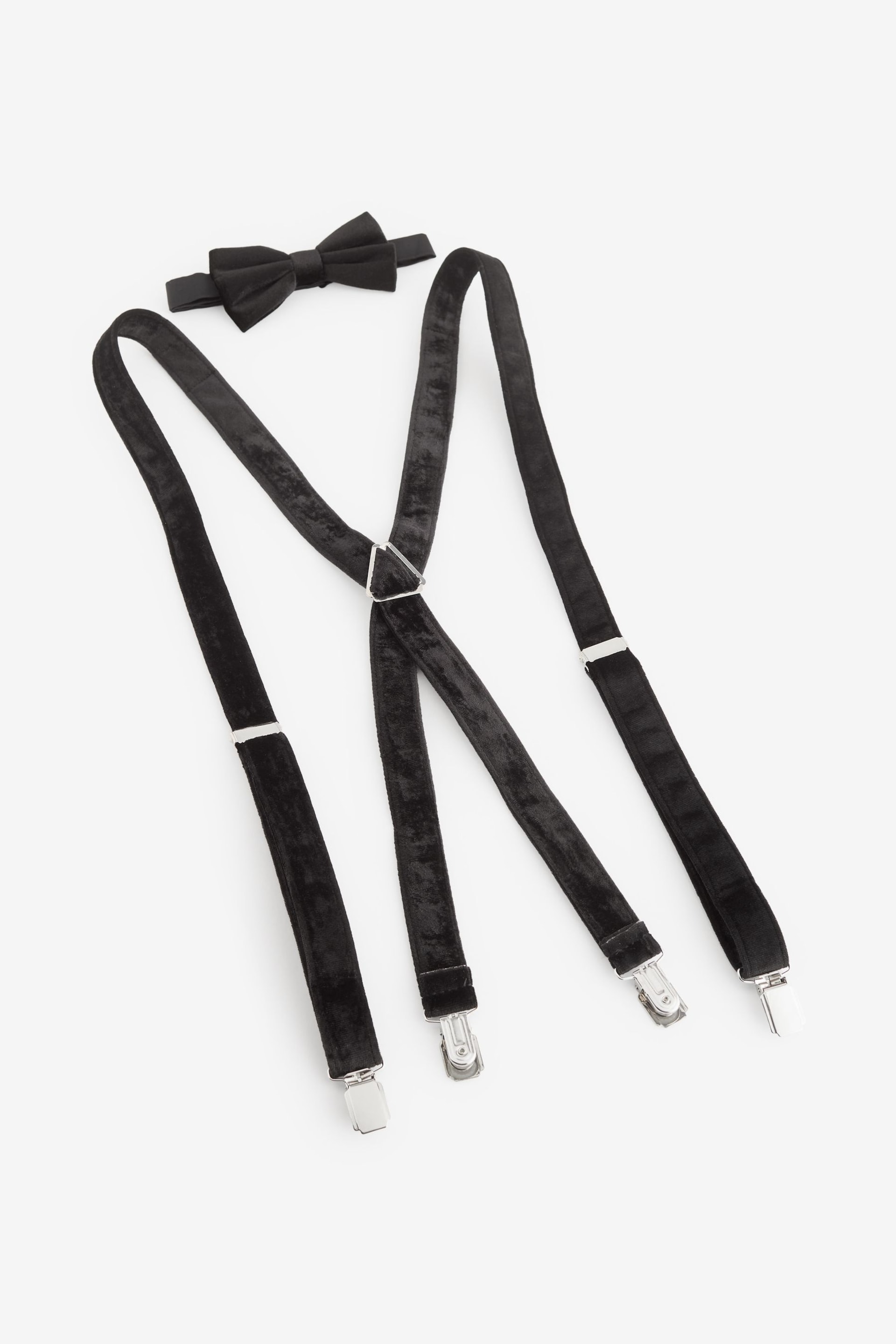 Black Velvet Bow Tie and Braces - Image 4 of 5