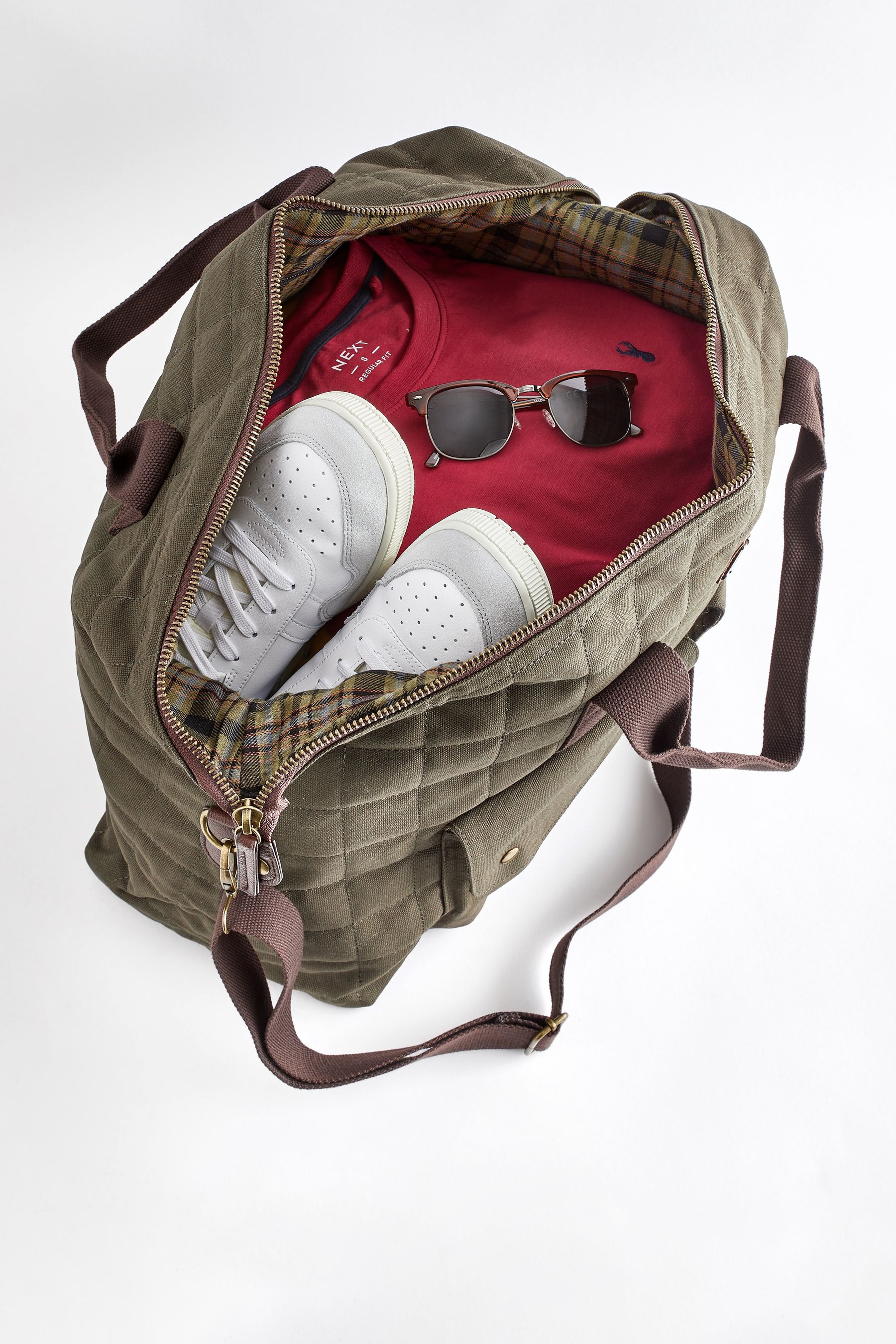 Buy Khaki Green Quilted Holdall Bag from Next Luxembourg