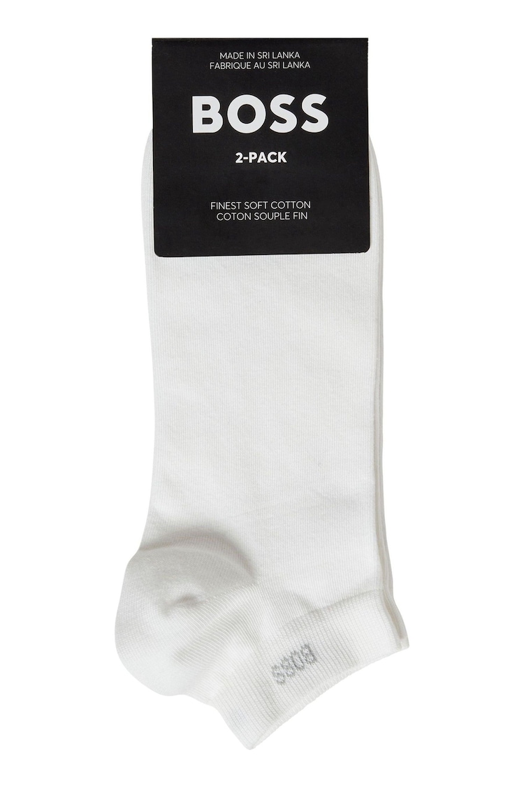 BOSS White Ankle Socks 2 Pack - Image 2 of 2