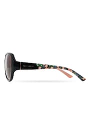 Ted Baker Black/Pink Womens Oversized Fashion Sunglasses with Exclusive Floral Print on Temples - Image 3 of 5