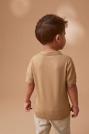 Tan Brown Short Sleeve Trophy Neck Polo Shirt (3mths-7yrs) - Image 3 of 7