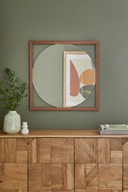 Dark Natural Bronx Framed Round Wall Mirror - Image 1 of 4