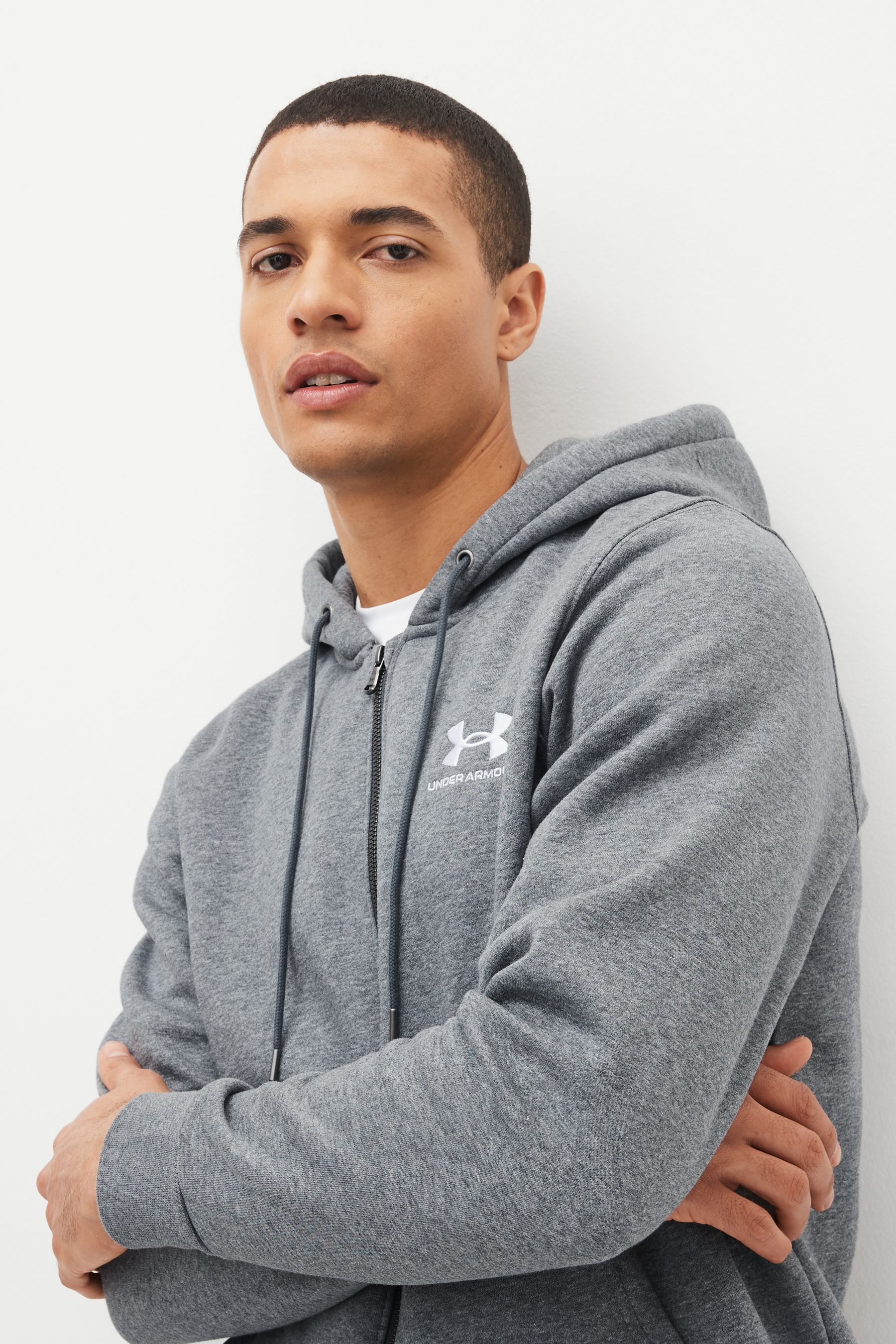 Buy Under Armour Dark Grey Essential Fleece Full Zip Hoodie from Next Luxembourg
