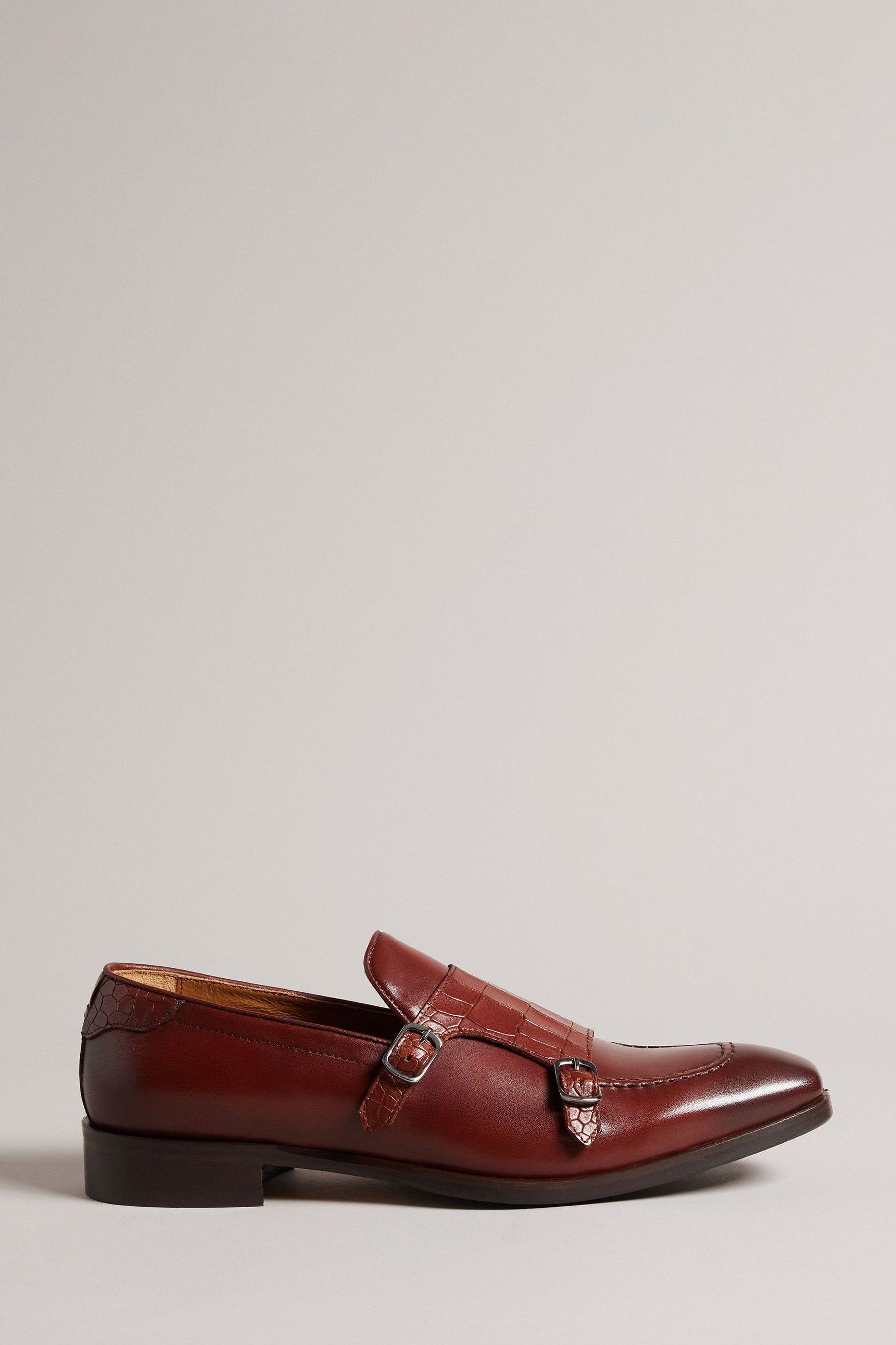 Buy Ted Baker Seyie Brown Crocodile Effect Double Monk Formal Shoes from Next Luxembourg