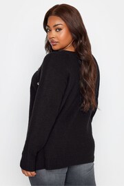 Yours Curve Black Plain Button Detail Jumper - Image 2 of 4