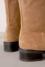Tan & Black Signature Leather Panelled Rider Knee High Boots - Image 3 of 6