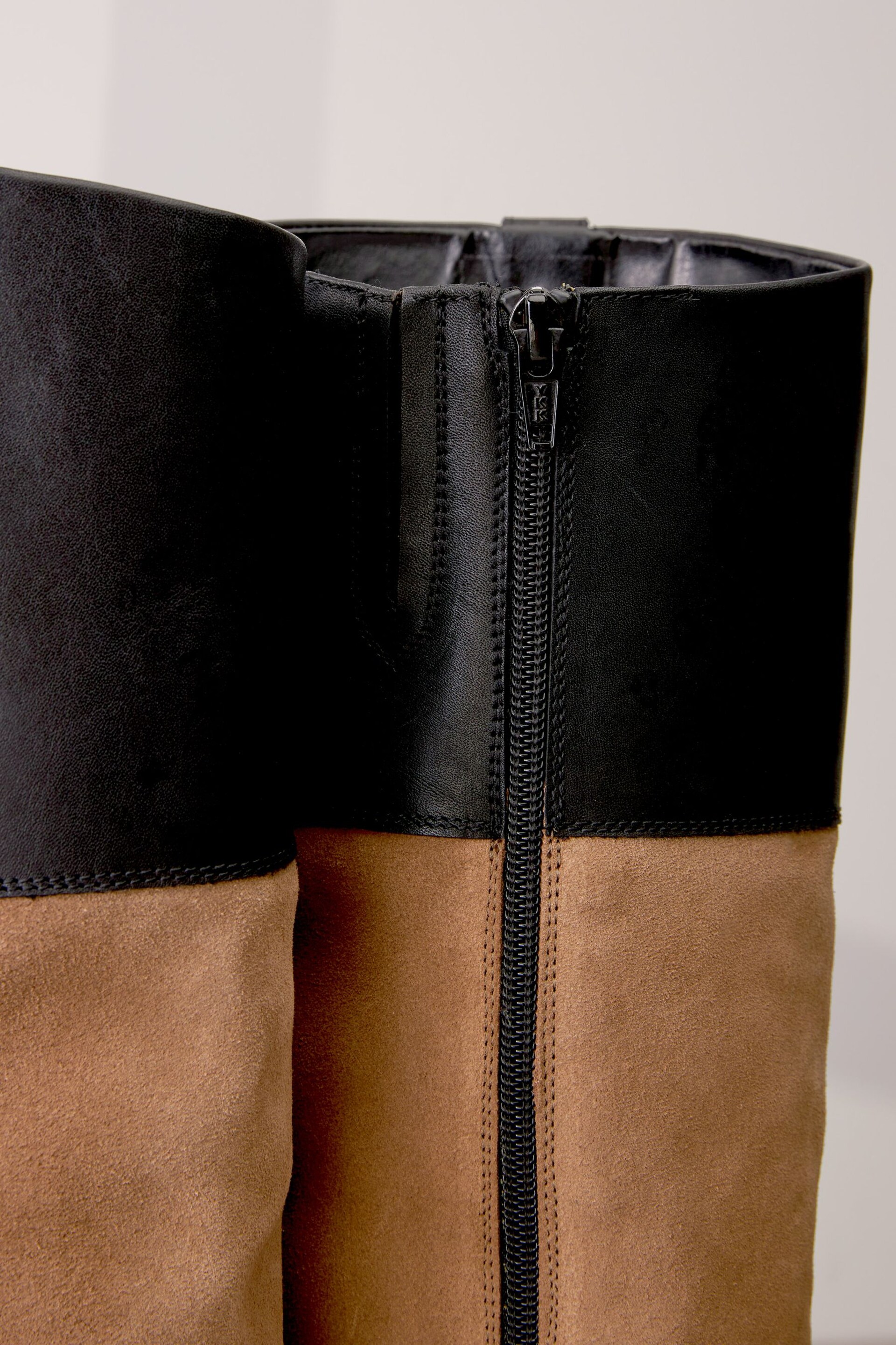 Tan & Black Signature Leather Panelled Rider Knee High Boots - Image 4 of 6