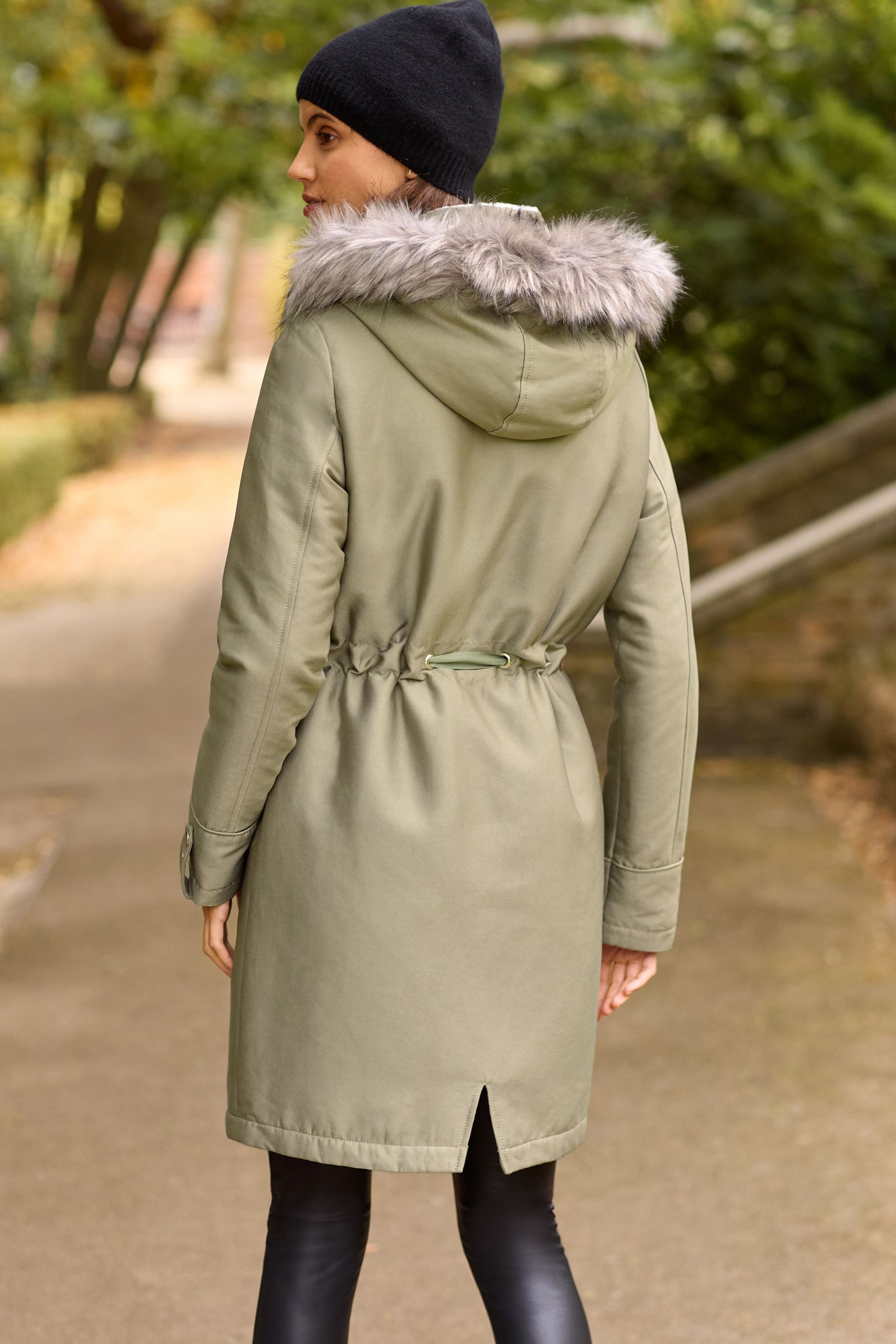 Sage faux fur coat on sale