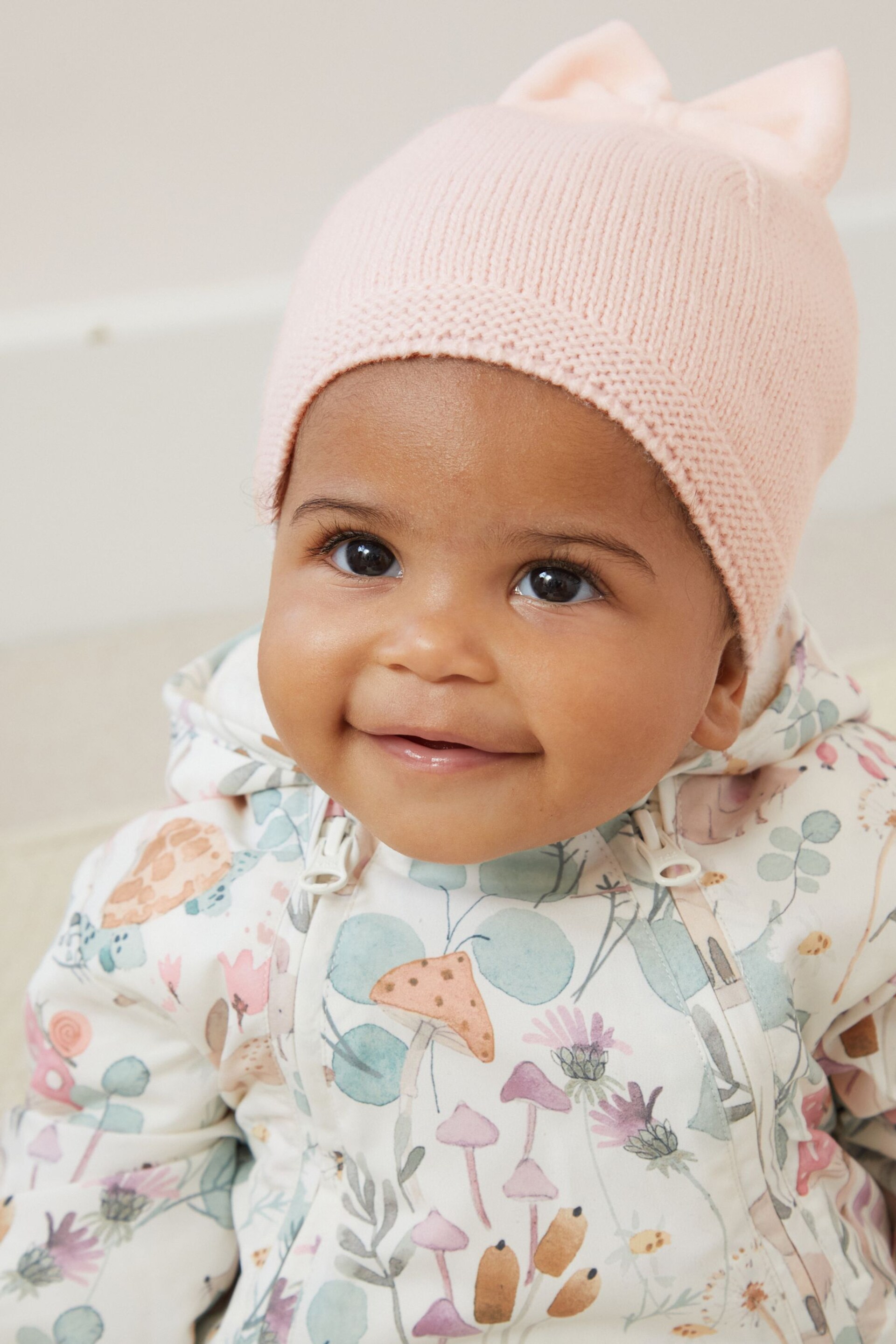 Pale Pink Knitted Beanie Hat (0mths-2yrs) - Image 1 of 3