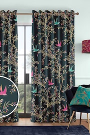 Sara Miller Forest Green 100% Cotton Swallows Made to Measure Curtains - Image 1 of 9