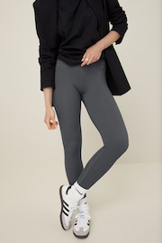 Slate Grey Ribbed High Waist Leggings - Image 3 of 7