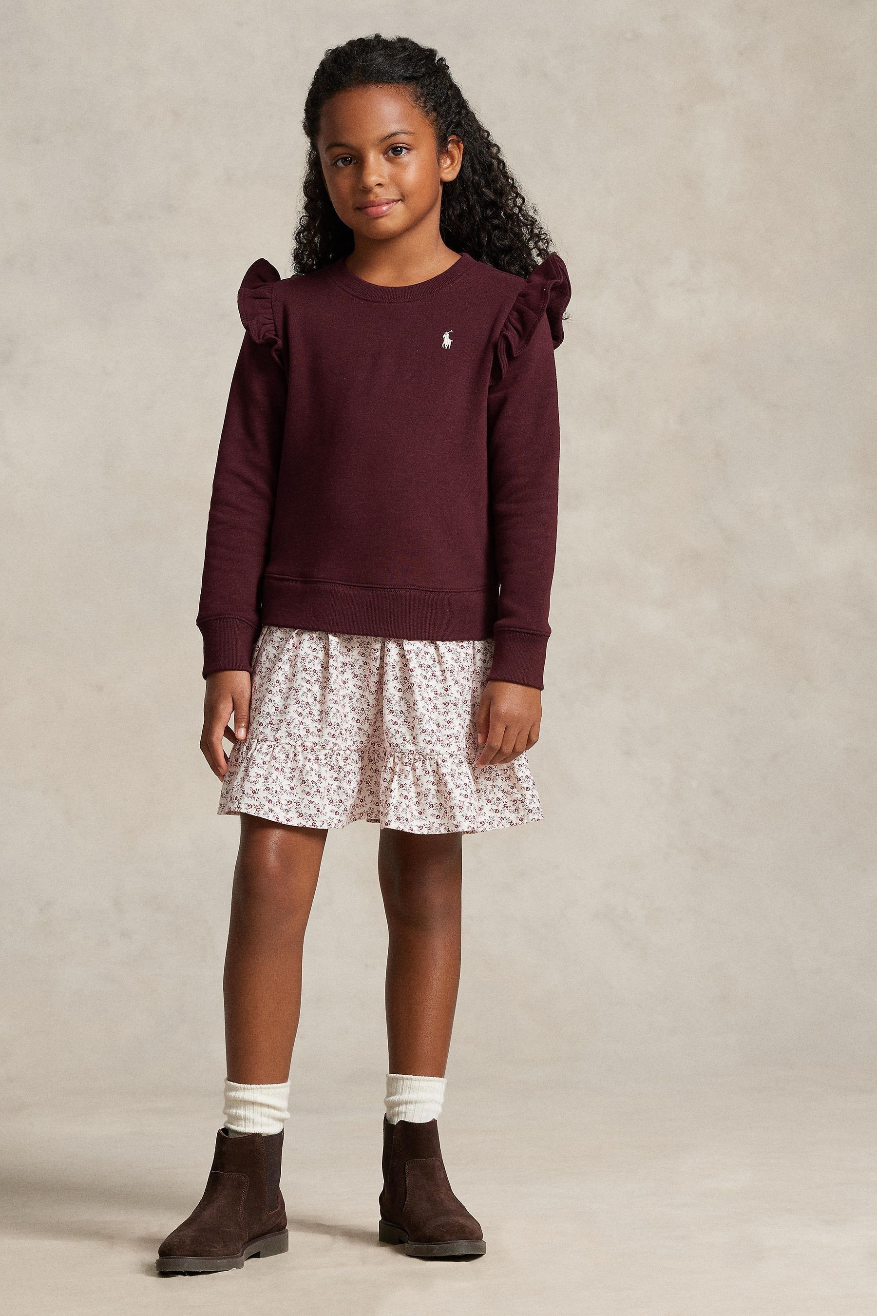 Acheter Pull Polo Ralph Lauren fille rouge a volants avec jupe contrastante from Next Luxembourg