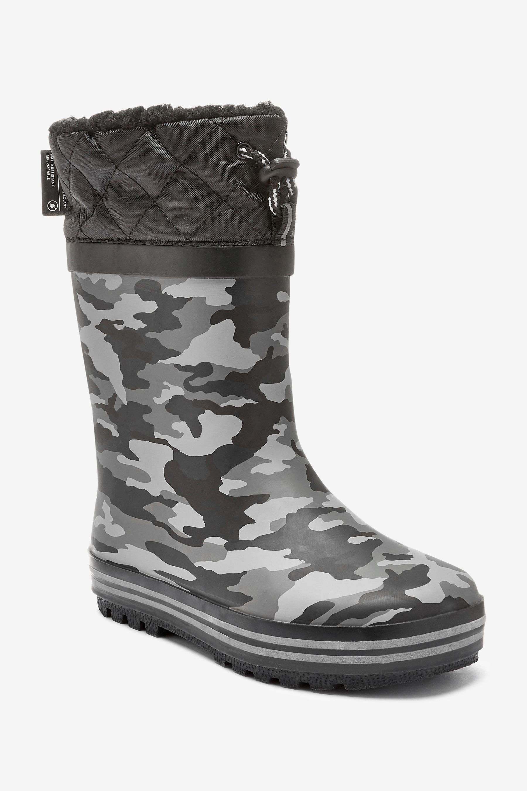 Buy Monochrome Camouflage Thinsulate Warm Lined Cuff Wellies from Next Luxembourg