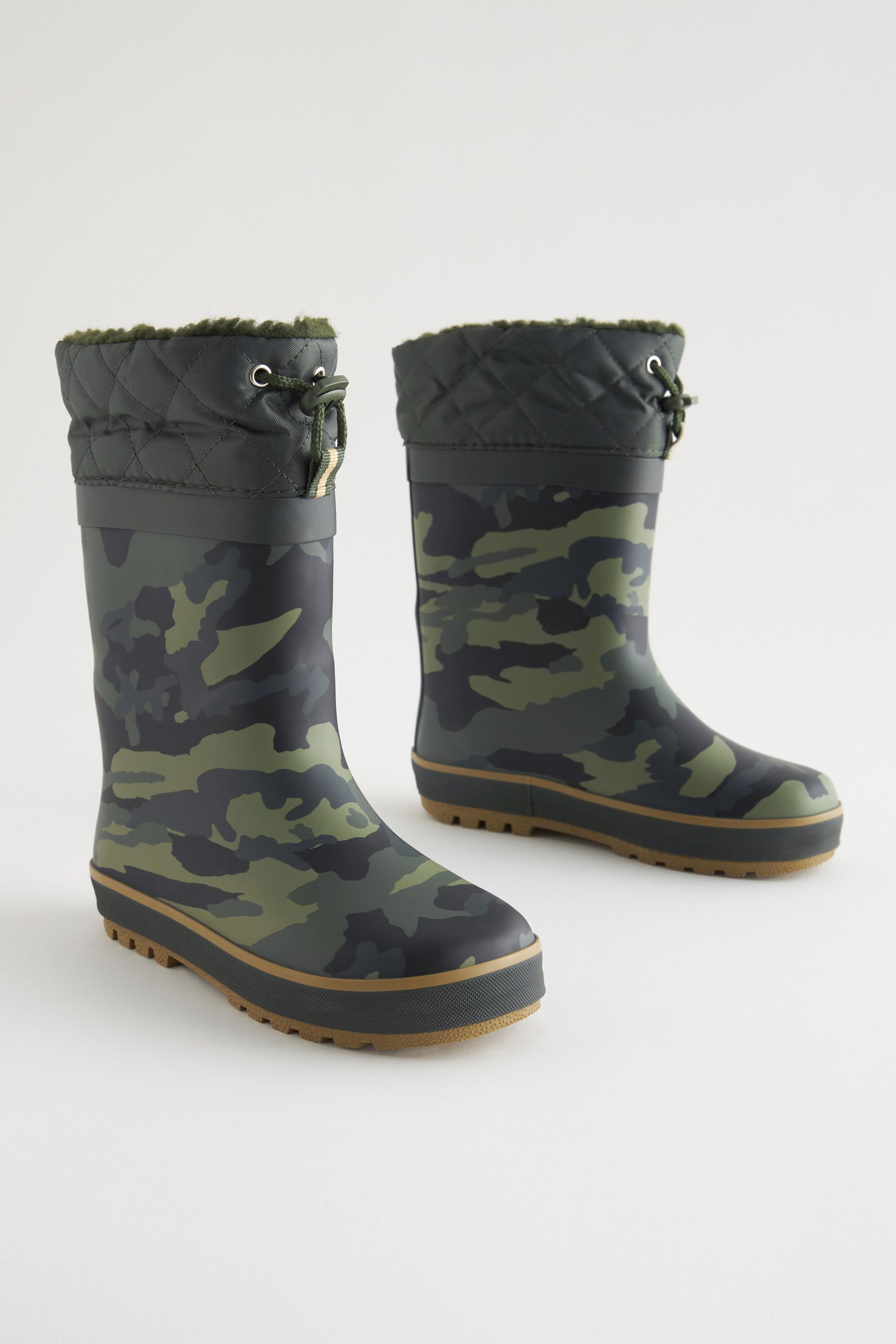 Buy Khaki Camo Thinsulate Warm Lined Cuff Wellies from Next Luxembourg