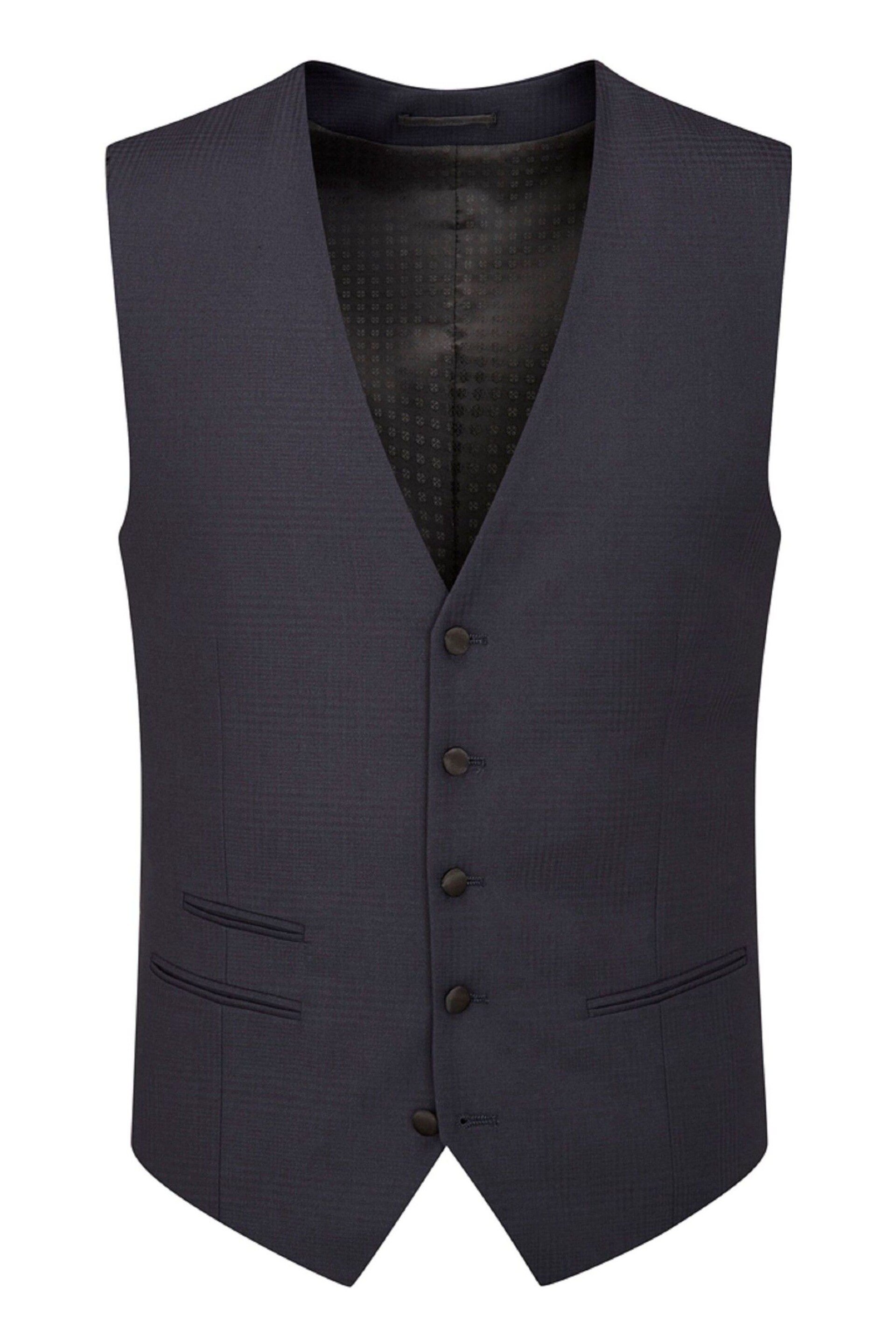 Skopes Newman Navy Blue Check Suit Waistcoat - Image 3 of 4