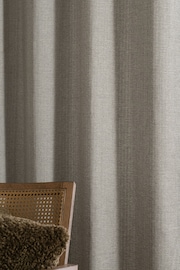 Grey Herringbone Weave Lined Eyelet Curtains - Image 4 of 8