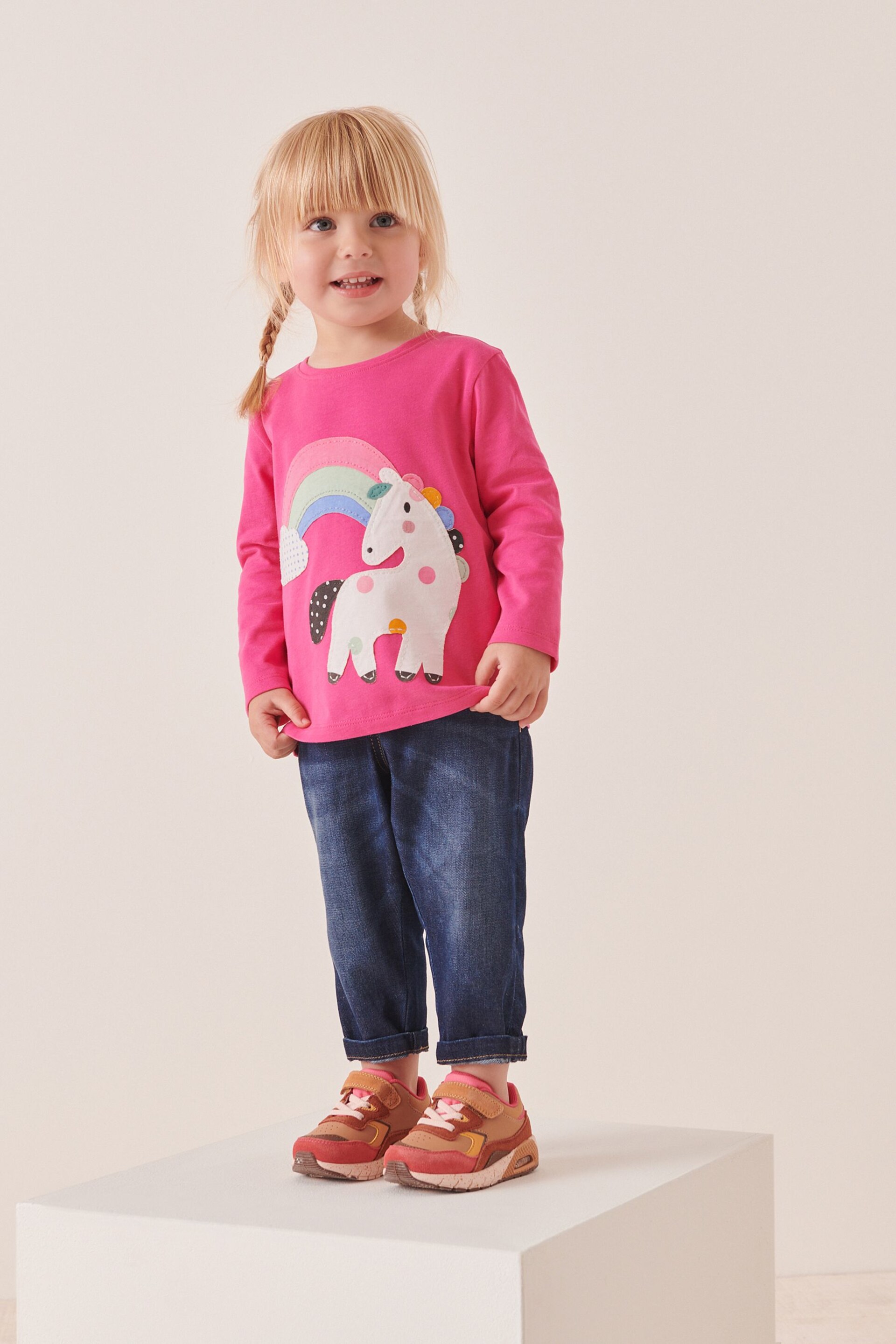 Bright Pink Unicorn Long Sleeve Character T-Shirt (3mths-7yrs) - Image 2 of 7