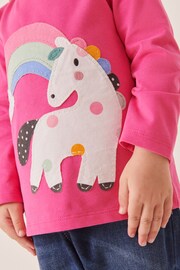 Bright Pink Unicorn Long Sleeve Character T-Shirt (3mths-7yrs) - Image 4 of 7