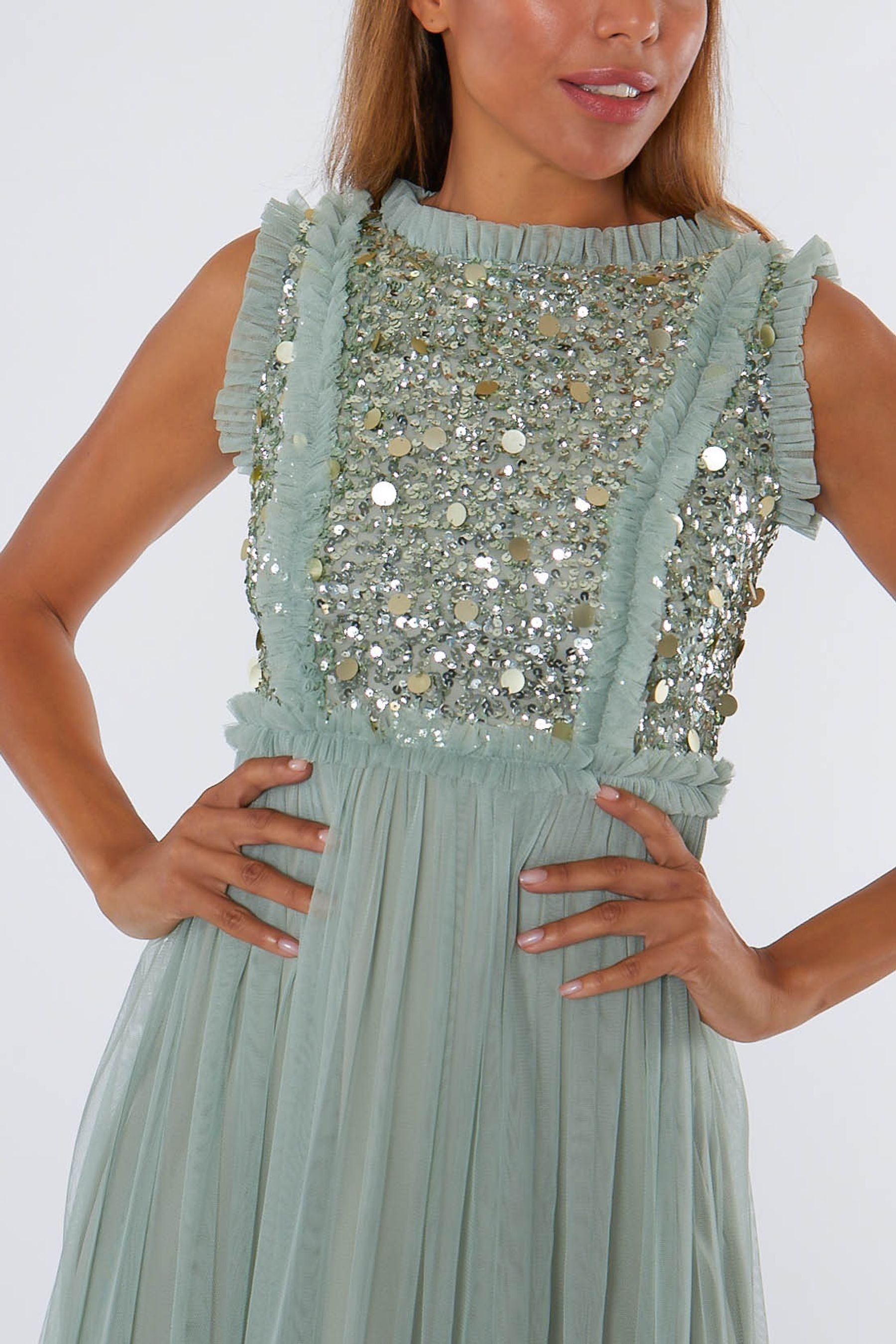 Buy Amelia Rose Green Embellished Bodice Maxi Dress from Next Luxembourg