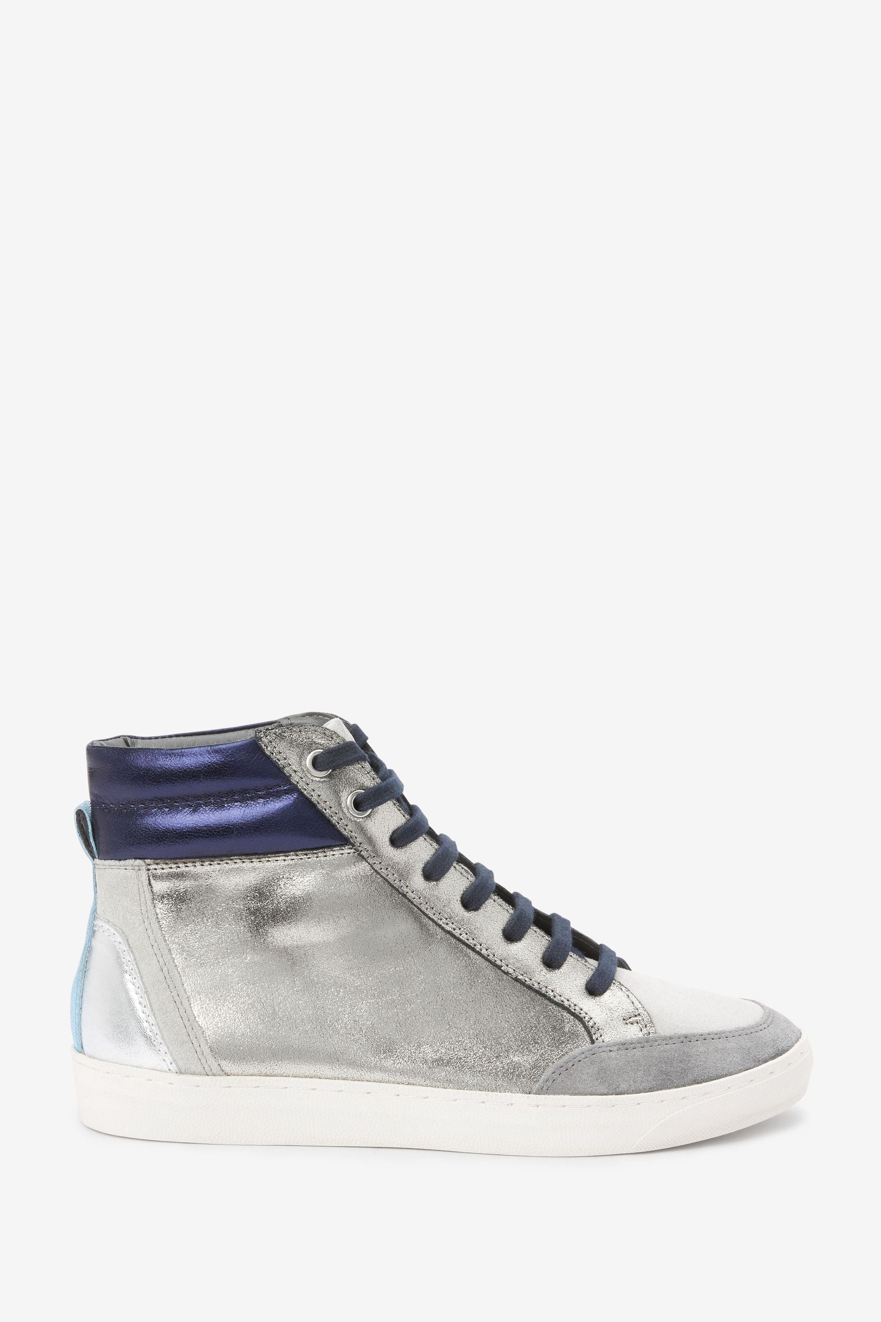 Silver high top trainers top