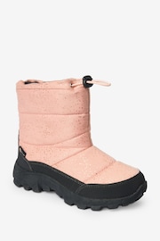 Pink Shimmer Waterproof Warm Faux Fur Lined Snow Boots - Image 3 of 7