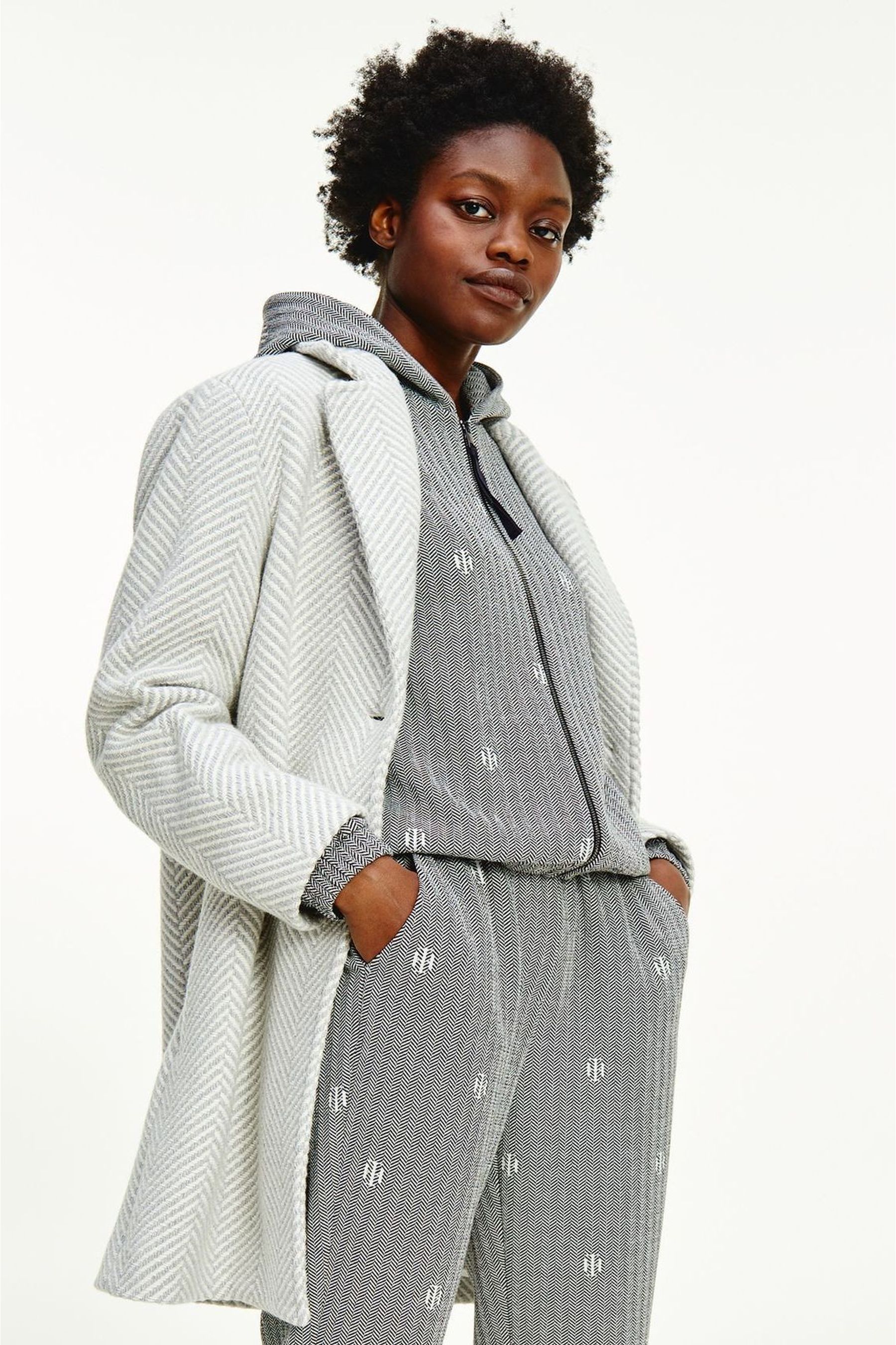 Buy Tommy Hilfiger Grey Herringbone Coat from Next Luxembourg