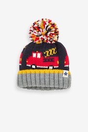 Navy Blue Fire Engine Pom Hat (3mths-10yrs) - Image 1 of 2