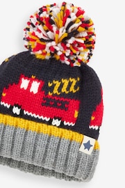 Navy Blue Fire Engine Pom Hat (3mths-10yrs) - Image 2 of 2