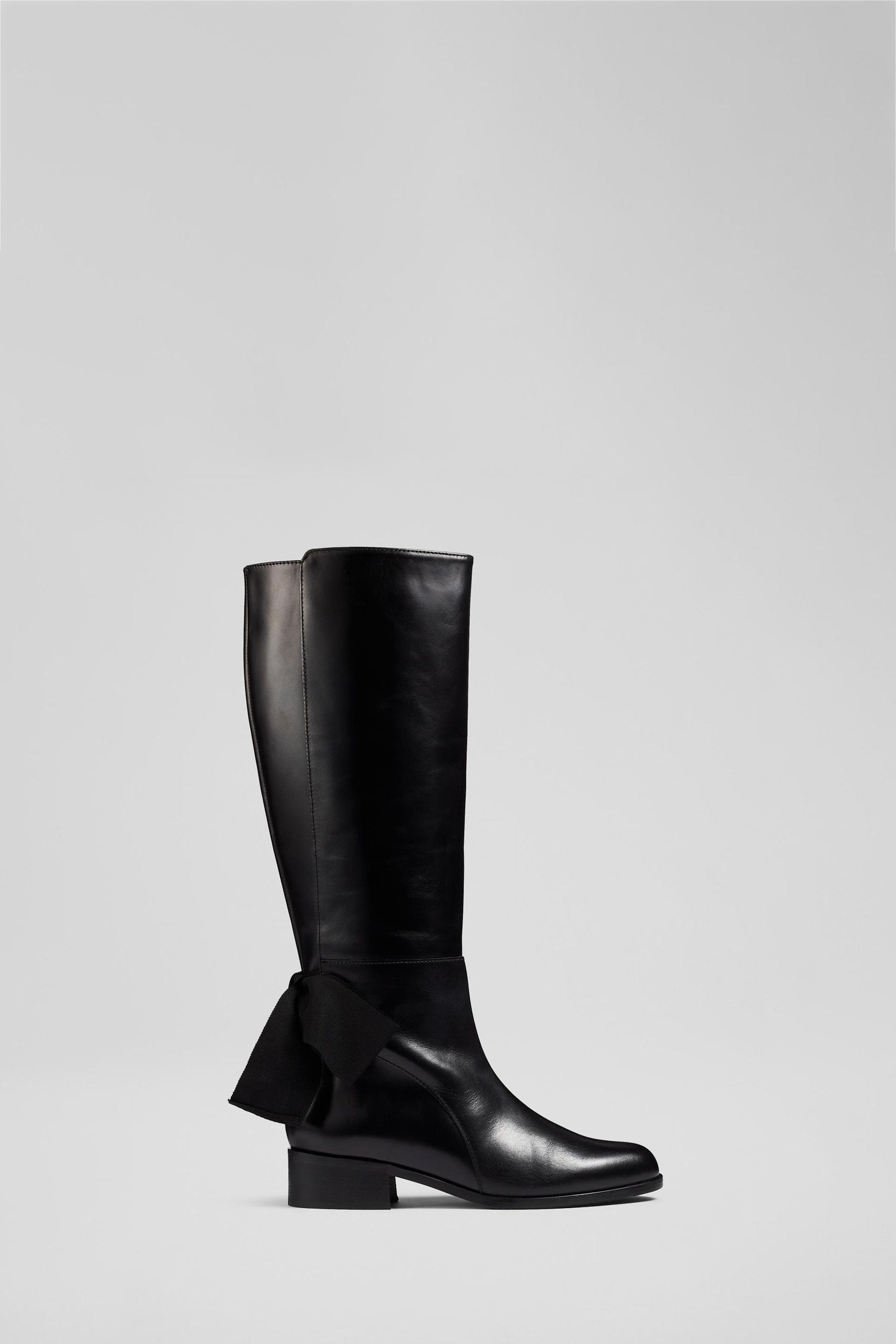 Buy LK Bennett Callie Black Leather Bow Detail Knee High Boots from Next Luxembourg