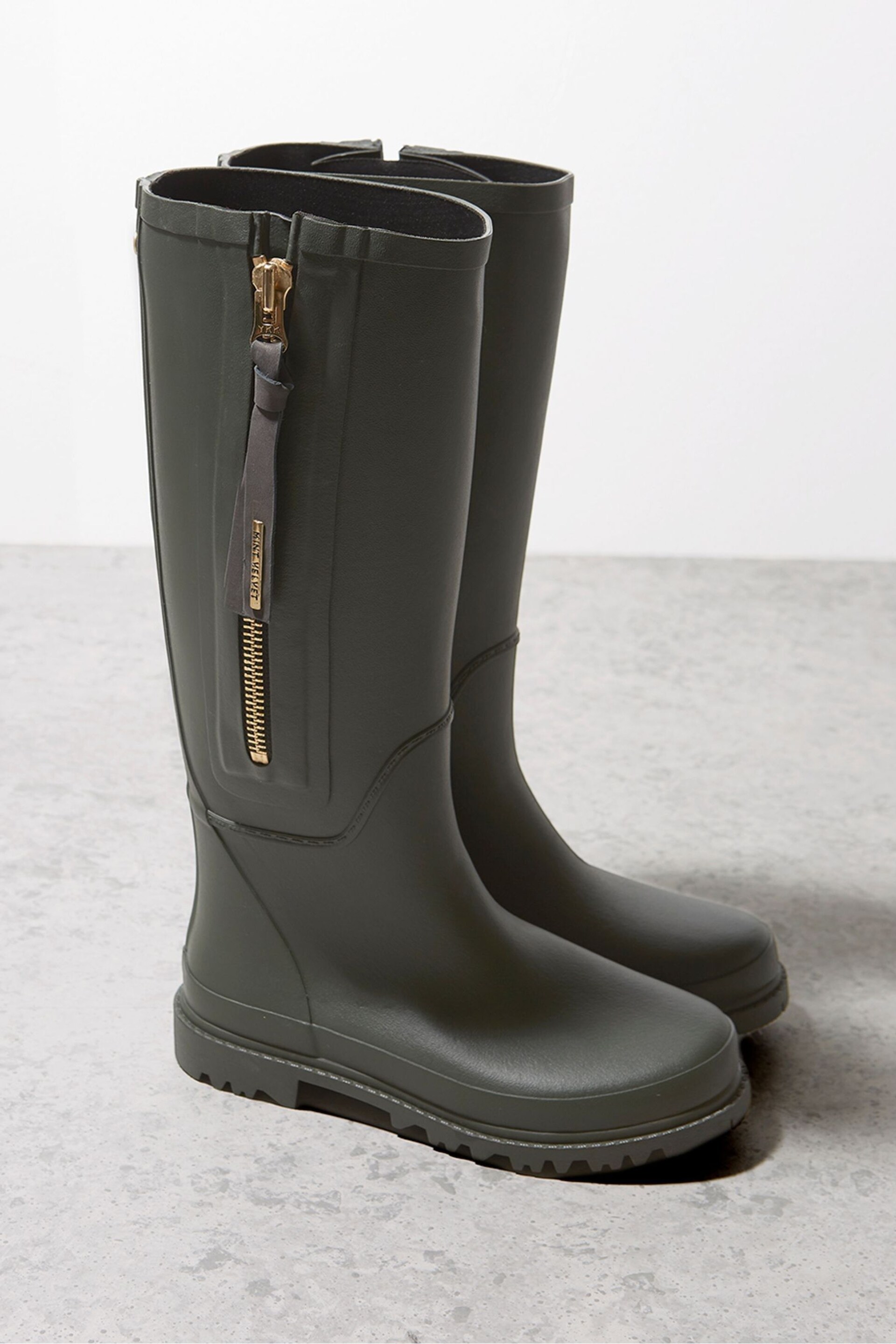 Mint Velvet Khaki Green Zip April Wellies - Image 2 of 4