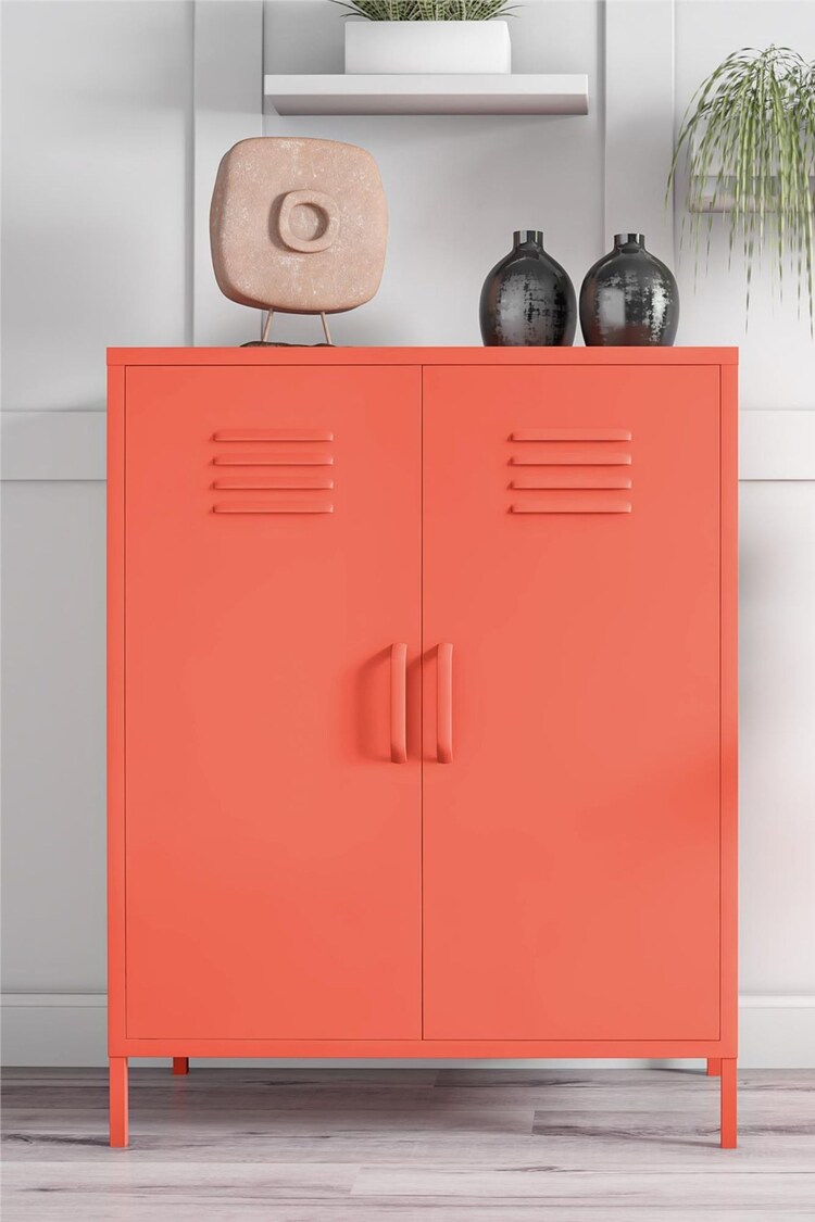 Novogratz Orange Cache 2 Door Metal Locker Storage Cabinet - Image 1 of 5