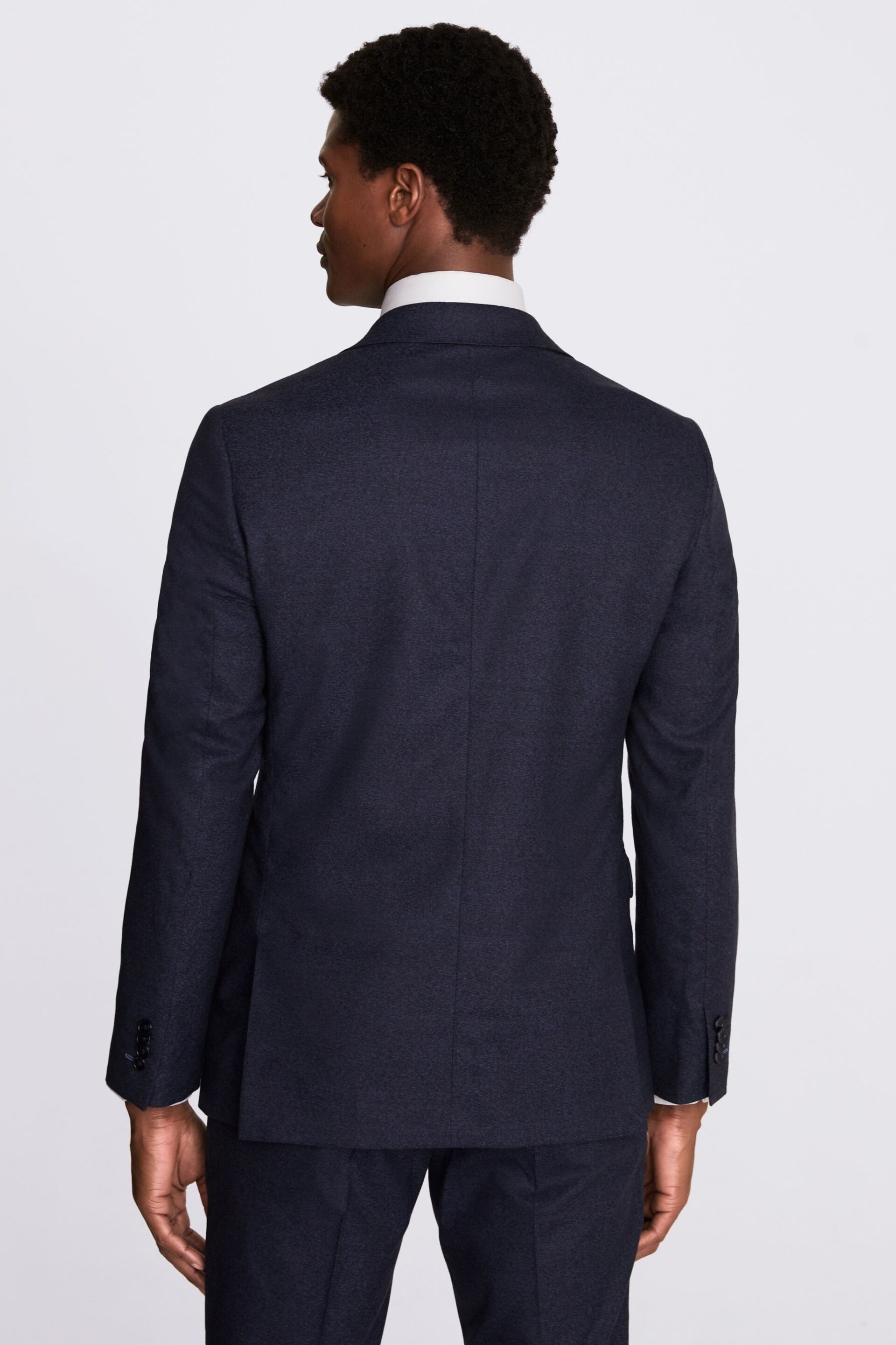 MOSS Royal Blue Slim Fit Flannel Suit: Jacket - Image 3 of 6