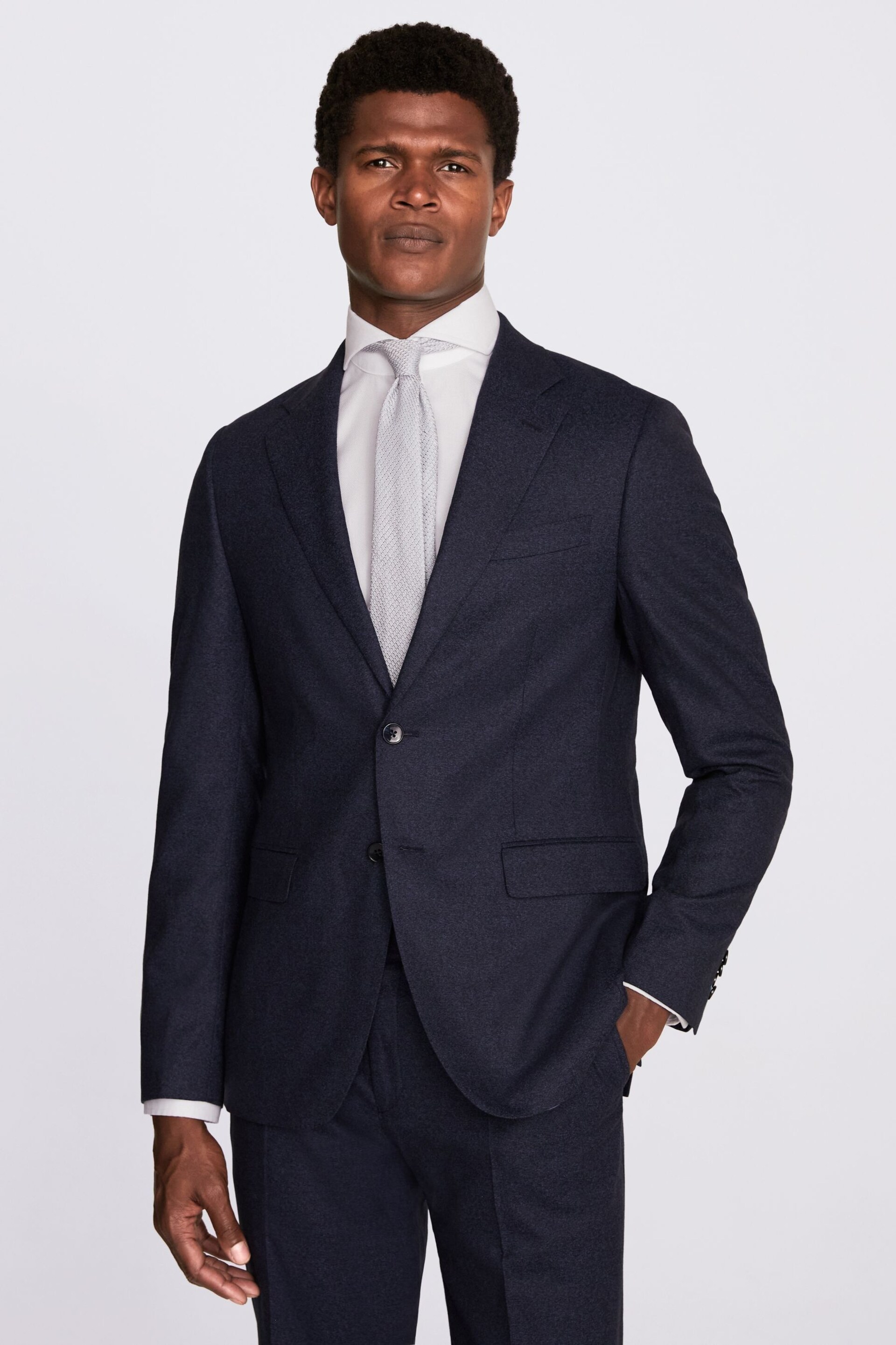 MOSS Royal Blue Slim Fit Flannel Suit: Jacket - Image 4 of 6