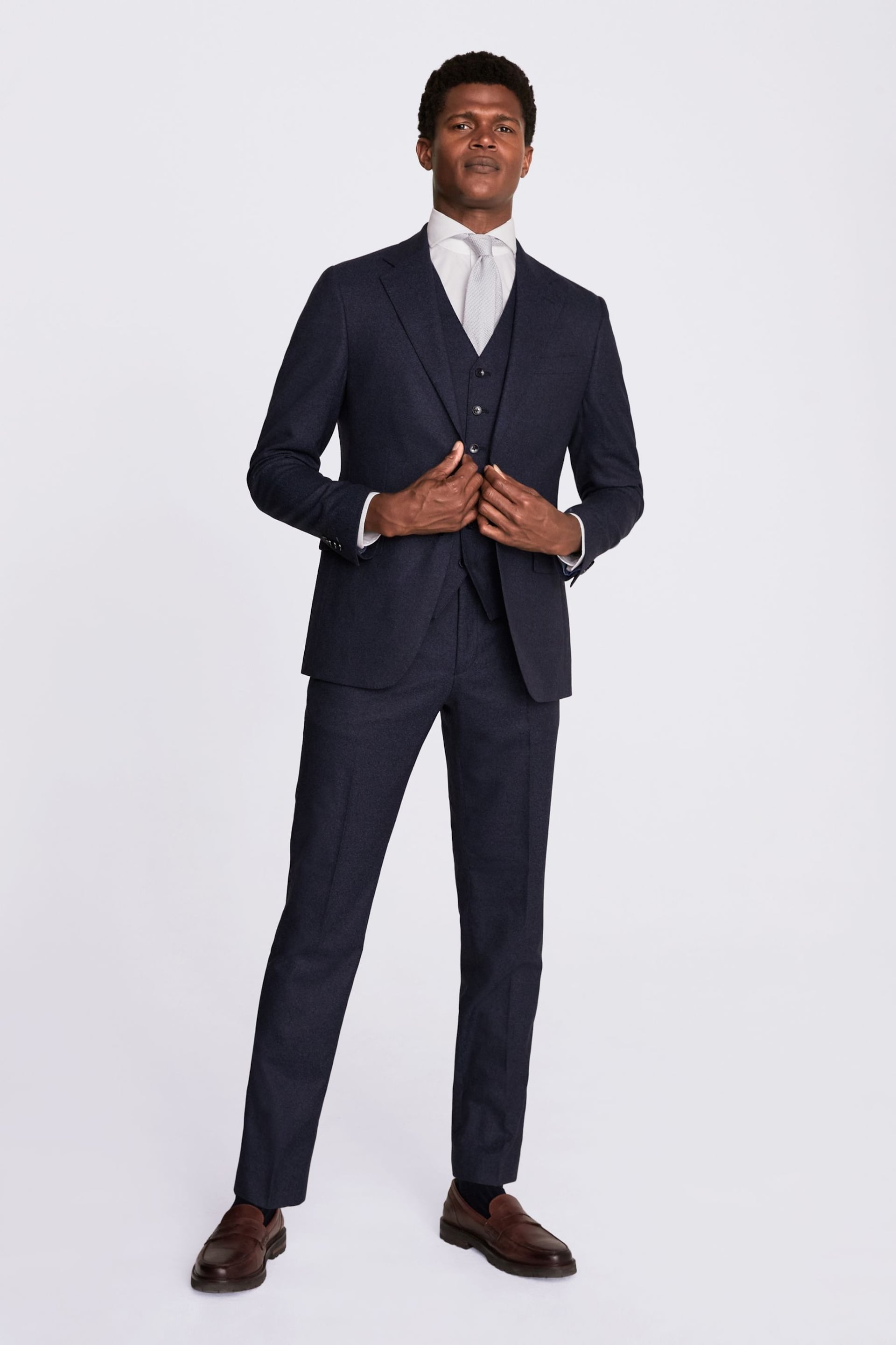 MOSS Royal Blue Slim Fit Flannel Suit: Jacket - Image 5 of 6