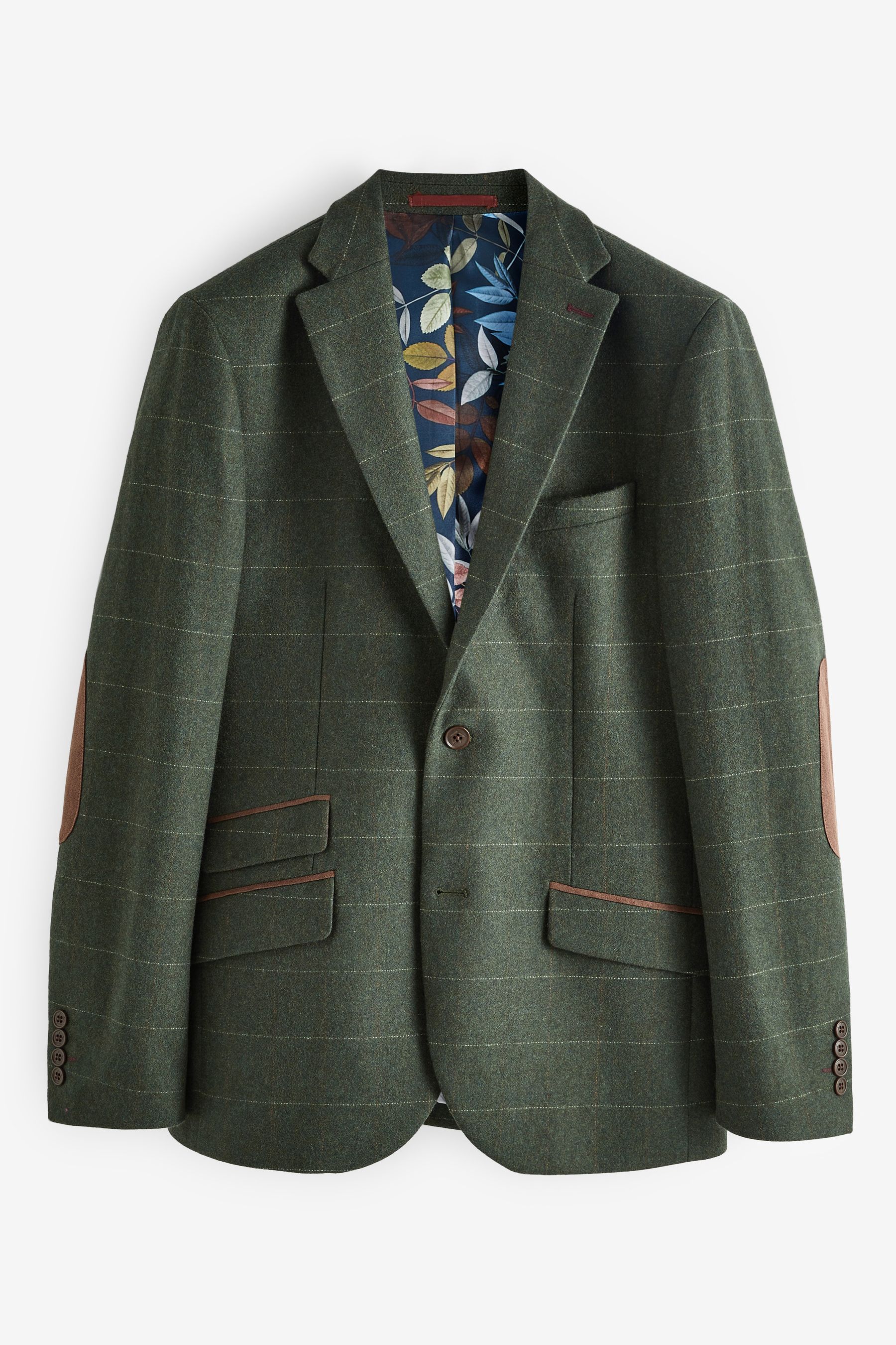 Buy Green Herringbone Check Wool Blend Blazer from Next Luxembourg