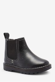 Black Standard Fit (F) Warm Lined Leather Chelsea Boots - Image 2 of 4